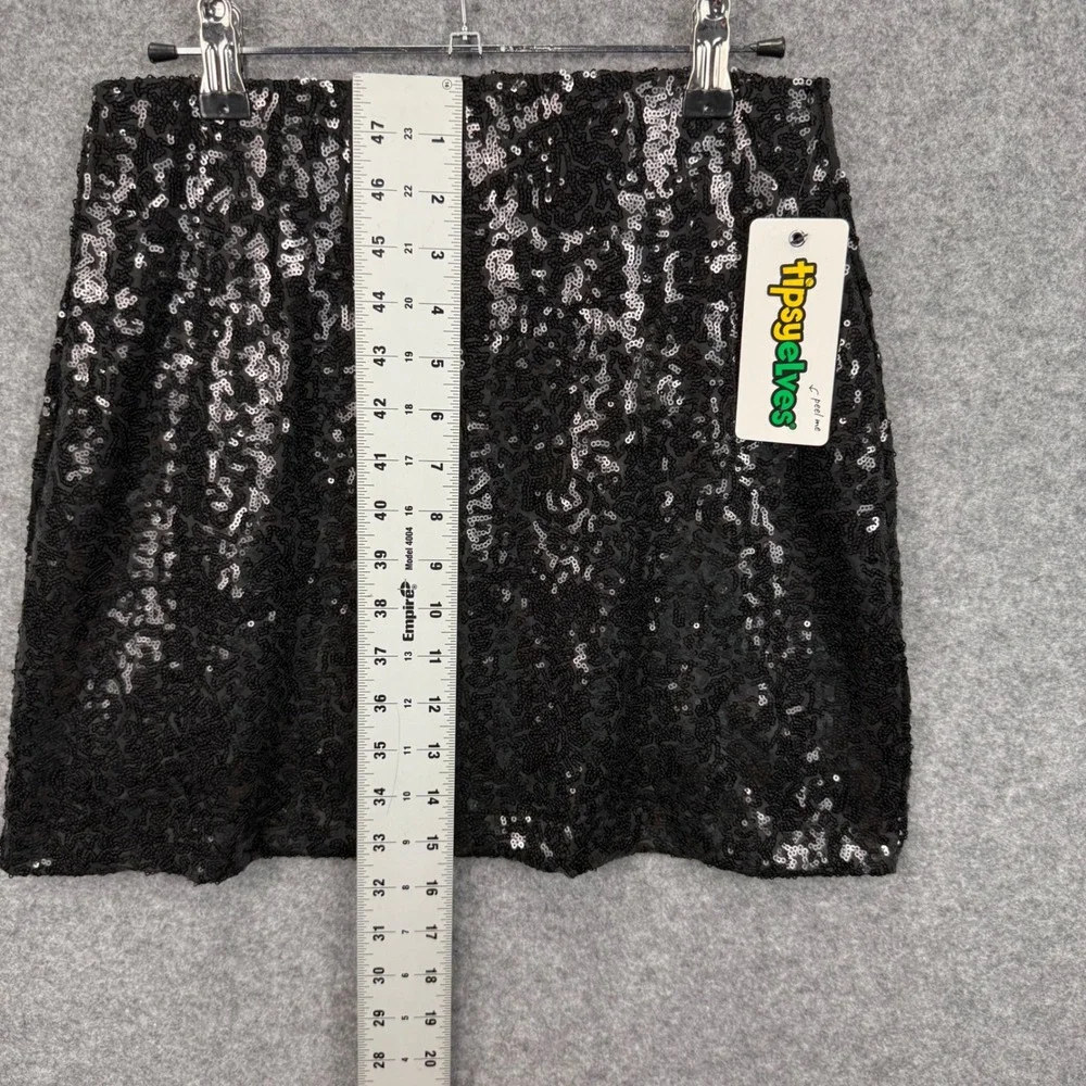Tipsy Elves Womens Black Sequin Mini Skirt Size M TE-CWD97M‎ Sparkly Party New